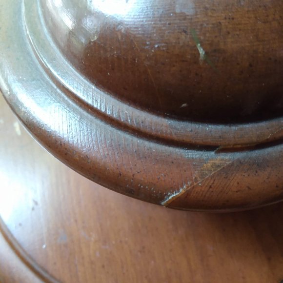 Vintage Mid Century Wood & Brass Tea Tin Canister Cylinder Lamp - Picture 13 of 13